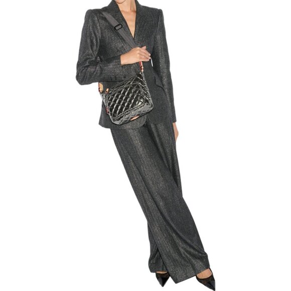 MZ Wallace Pewter Metallic Metro Scout Crossbody Deluxe NWT - Picture 2 of 8